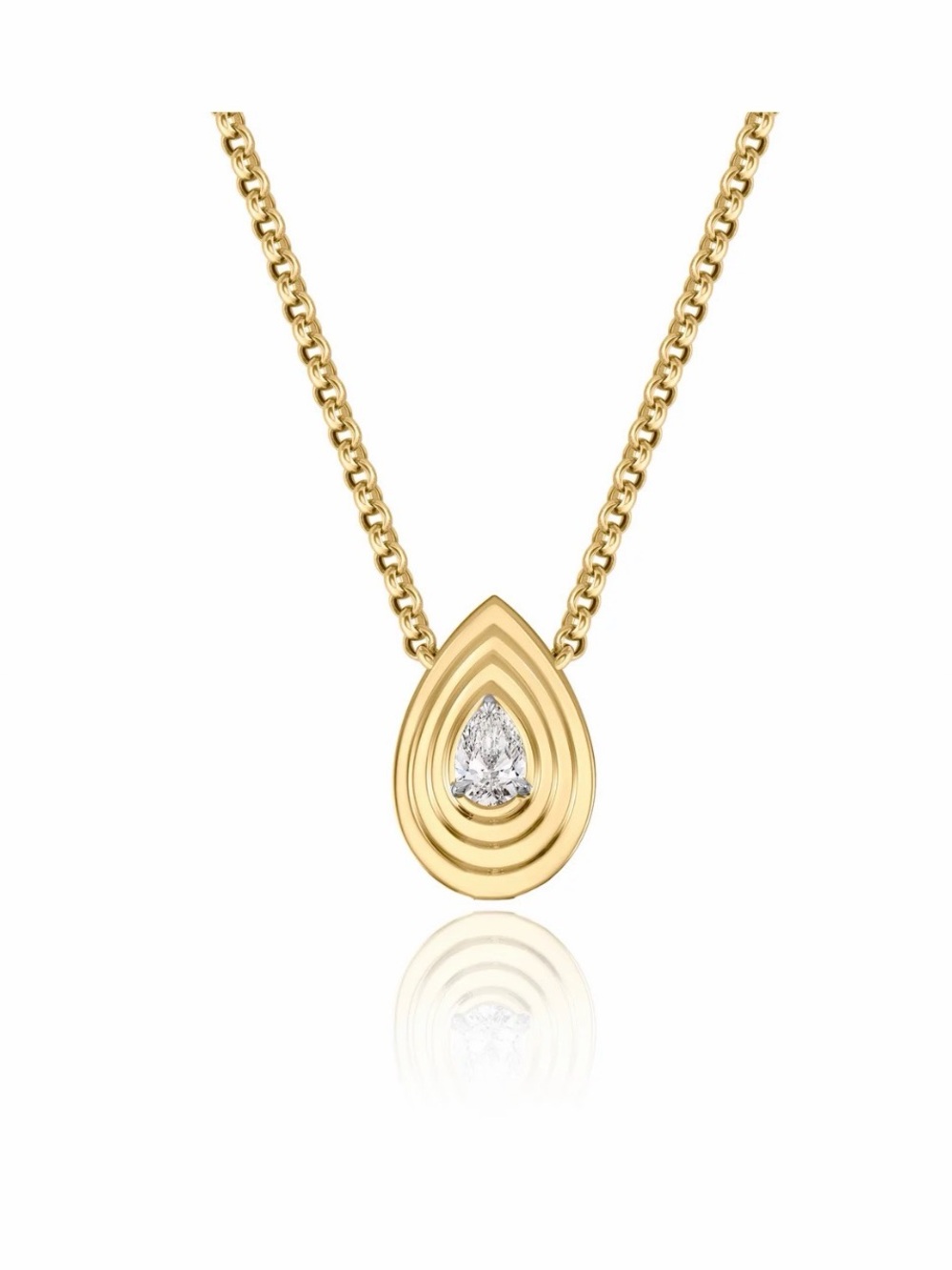 Phillips House 18k pear shape diamond pendant GIA
